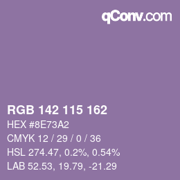 Color code: RGB 142 115 162 | qconv.com