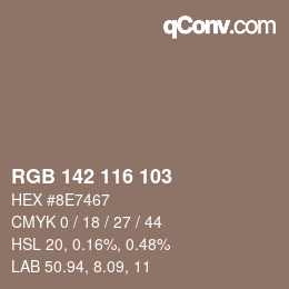 カラーコード: RGB 142 116 103 | qconv.com