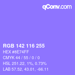 Color code: RGB 142 116 255 | qconv.com