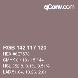 Color code: RGB 142 117 120 | qconv.com
