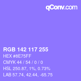 Farbcode: RGB 142 117 255 | qconv.com