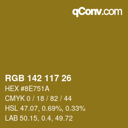 Color code: RGB 142 117 26 | qconv.com