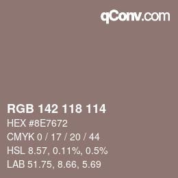 颜色代码: RGB 142 118 114 | qconv.com