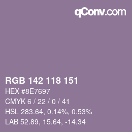 Color code: RGB 142 118 151 | qconv.com