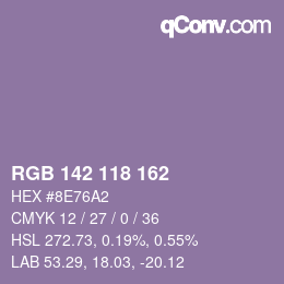 Color code: RGB 142 118 162 | qconv.com