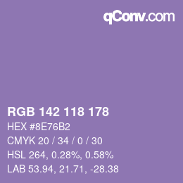 カラーコード: RGB 142 118 178 | qconv.com
