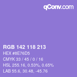 Color code: RGB 142 118 213 | qconv.com