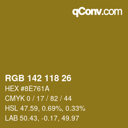 カラーコード: RGB 142 118 26 | qconv.com