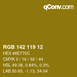 Color code: RGB 142 119 12 | qconv.com