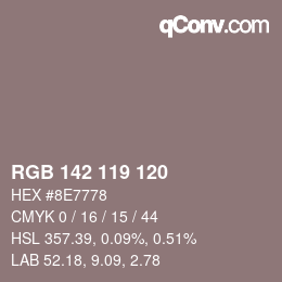 颜色代码: RGB 142 119 120 | qconv.com