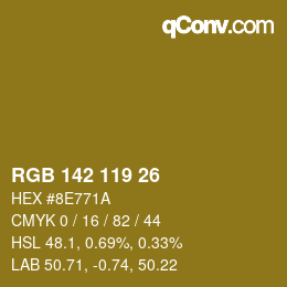 Color code: RGB 142 119 26 | qconv.com