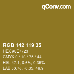 カラーコード: RGB 142 119 35 | qconv.com