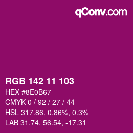 颜色代码: RGB 142 11 103 | qconv.com