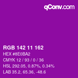 カラーコード: RGB 142 11 162 | qconv.com