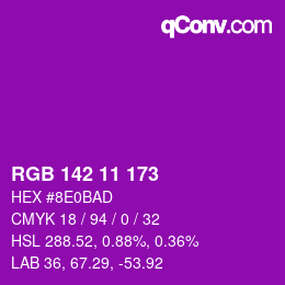 Color code: RGB 142 11 173 | qconv.com