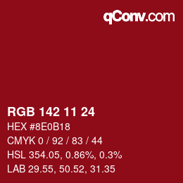 Color code: RGB 142 11 24 | qconv.com