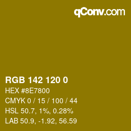 カラーコード: RGB 142 120 0 | qconv.com