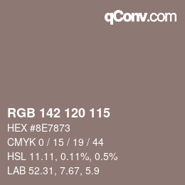 カラーコード: RGB 142 120 115 | qconv.com