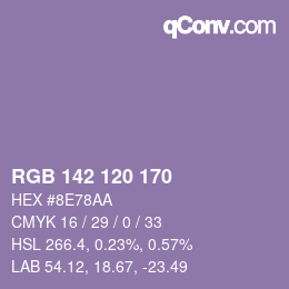 カラーコード: RGB 142 120 170 | qconv.com