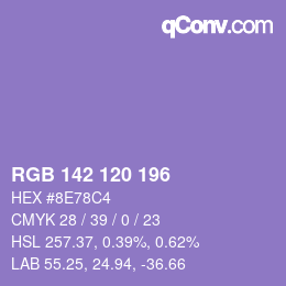 カラーコード: RGB 142 120 196 | qconv.com