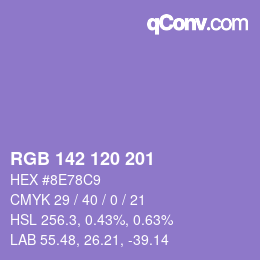 Color code: RGB 142 120 201 | qconv.com