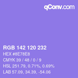 颜色代码: RGB 142 120 232 | qconv.com