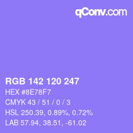 Color code: RGB 142 120 247 | qconv.com
