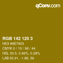 カラーコード: RGB 142 120 3 | qconv.com