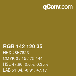 カラーコード: RGB 142 120 35 | qconv.com