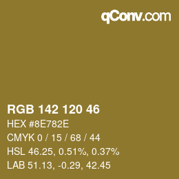カラーコード: RGB 142 120 46 | qconv.com
