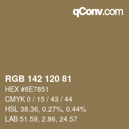 Código de color: RGB 142 120 81 | qconv.com