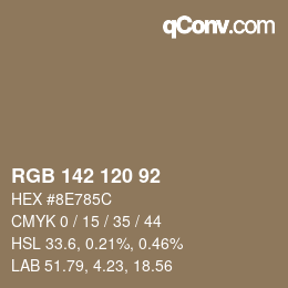 カラーコード: RGB 142 120 92 | qconv.com