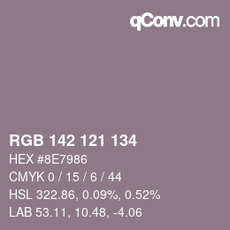 Color code: RGB 142 121 134 | qconv.com