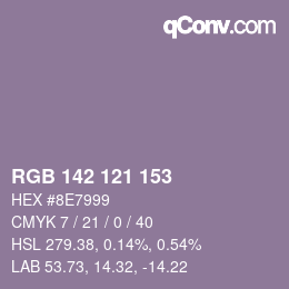 Color code: RGB 142 121 153 | qconv.com
