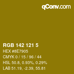 Color code: RGB 142 121 5 | qconv.com