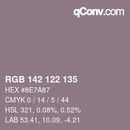 カラーコード: RGB 142 122 135 | qconv.com