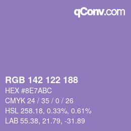 Farbcode: RGB 142 122 188 | qconv.com