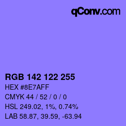 Color code: RGB 142 122 255 | qconv.com