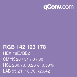 颜色代码: RGB 142 123 178 | qconv.com