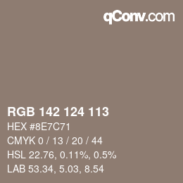 Código de color: RGB 142 124 113 | qconv.com