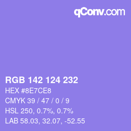 Color code: RGB 142 124 232 | qconv.com