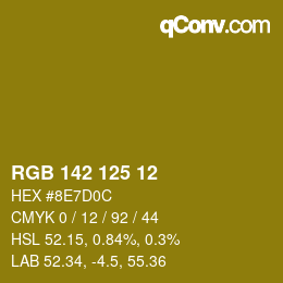 颜色代码: RGB 142 125 12 | qconv.com