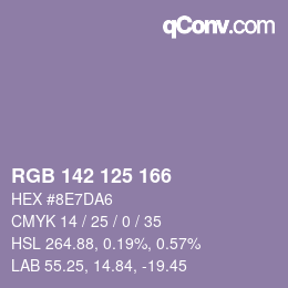 Código de color: RGB 142 125 166 | qconv.com