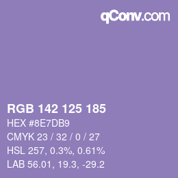 Color code: RGB 142 125 185 | qconv.com