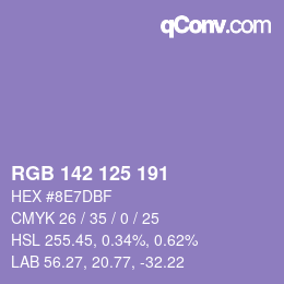 Color code: RGB 142 125 191 | qconv.com