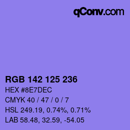 Color code: RGB 142 125 236 | qconv.com