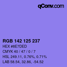 Color code: RGB 142 125 237 | qconv.com