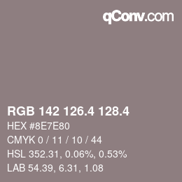 カラーコード: RGB 142 126.4 128.4 | qconv.com