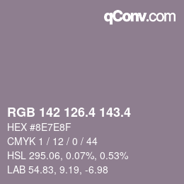 カラーコード: RGB 142 126.4 143.4 | qconv.com