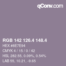 カラーコード: RGB 142 126.4 148.4 | qconv.com